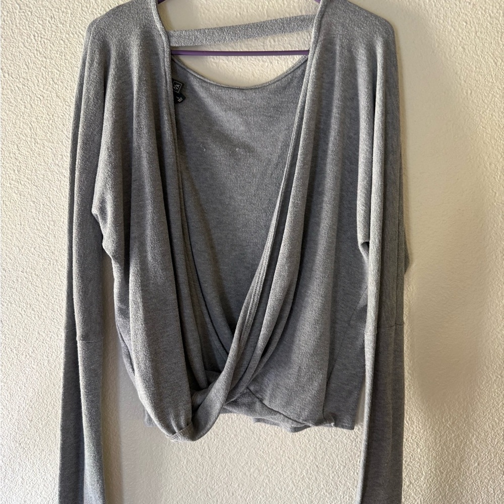 Gray Women’s Long-Sleeve Boatneck, Open Back Sweater